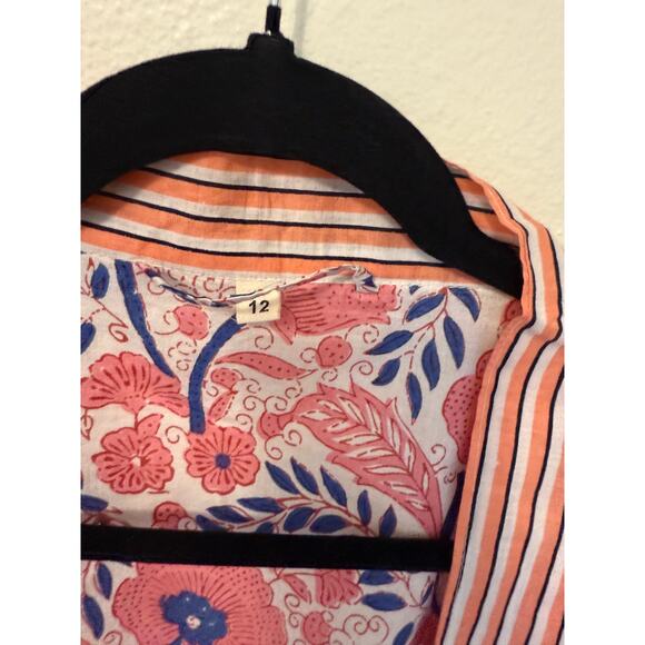 Vintage-Style Floral Cotton Kimono Robe – Size 12 - Picture 4 of 6